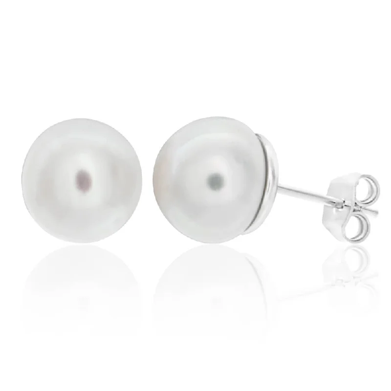 Gorgeous Jewelry, Limited-Time Savings Style Breakthroughs Sterling Silver Rhodium Plated Pearl Stud Earrings