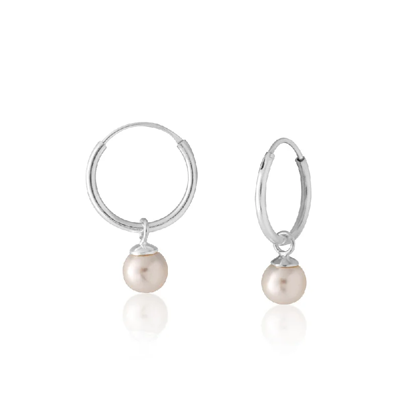 Clearance Sale On High-End Jewelry Collections Chic And Trendy Sterling Silver Simulated Pearl Drop Hoop Earrings