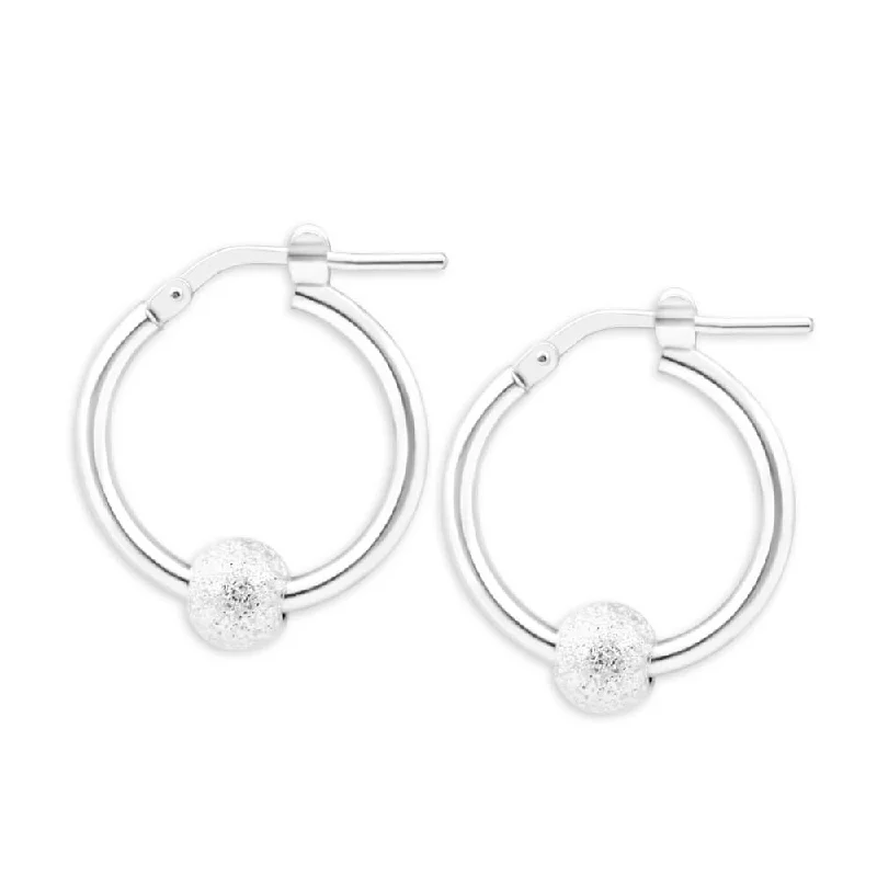 Luxury Jewelry At Unbeatable Discounts Sterling Silver Stardust Ball Hoop Earrings 20mm