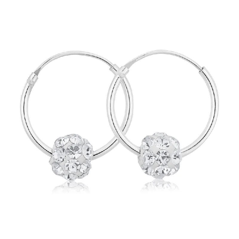 Sparkle For Less – Shop Our Limited-Time Jewelry Deals Limited Time Offers Sterling Silver White Crystal Slider Hoop Earrings