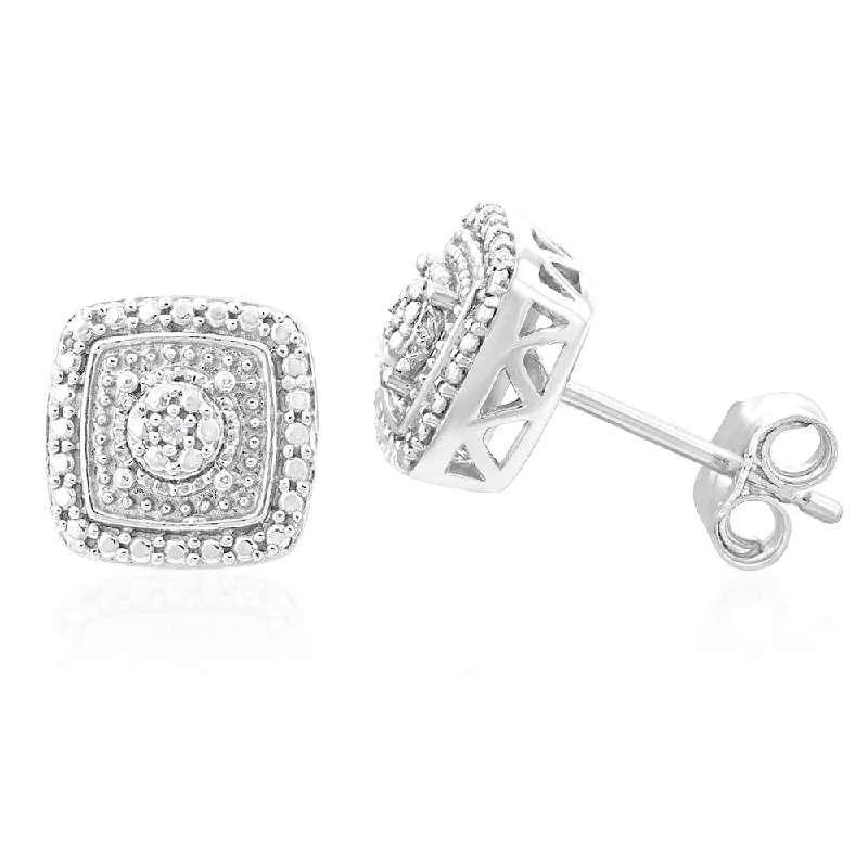 Limited Stock On Premium Jewelry At Low Prices Sterling Silver With 2 Diamond Cushion Shape Earring Stud