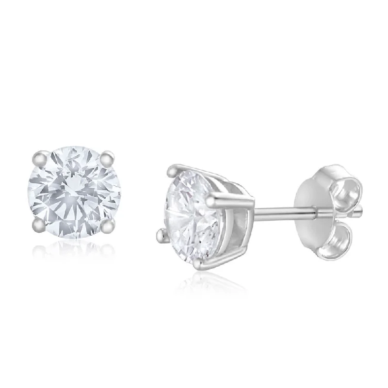 Limited-Stock Jewelry Clearance – Grab Your Favorites Now Huge Discounts This Week Sterling Silver Zirconia Round 6.55mm White  Stud Earrings