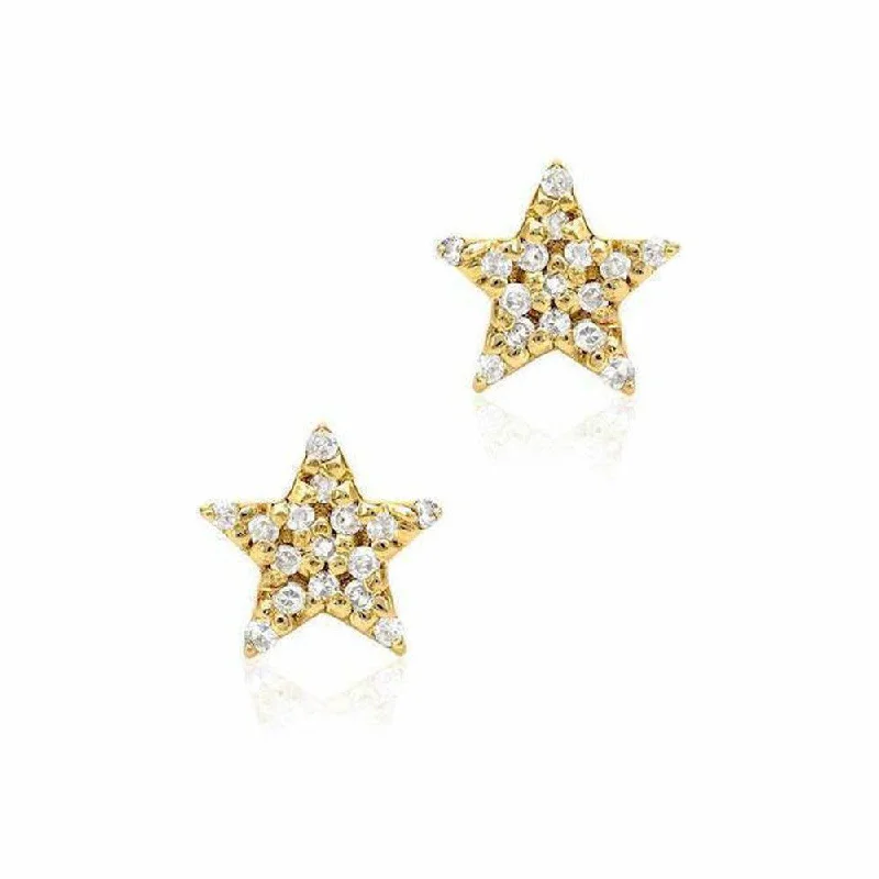 Discounted Jewelry For A Glamorous Look Trend Forward Threads Tiny Star Pave Diamond Gold Stud Earrings