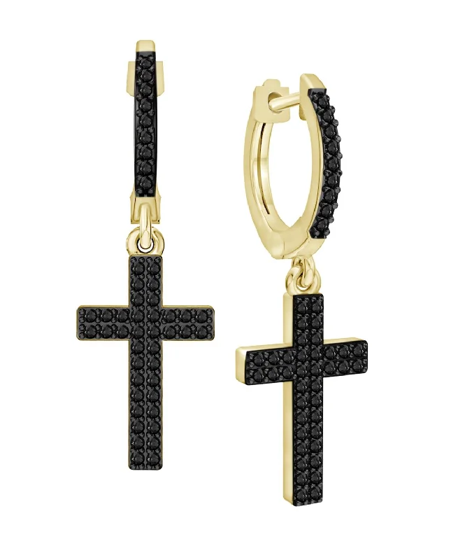 Elegant Jewelry, Affordable Luxury – Shop Now New In This Season Titán by Adrian Gonzalez 10KT Yellow Gold 1/3 CTW Diamond 26X8MM Cross Earrings