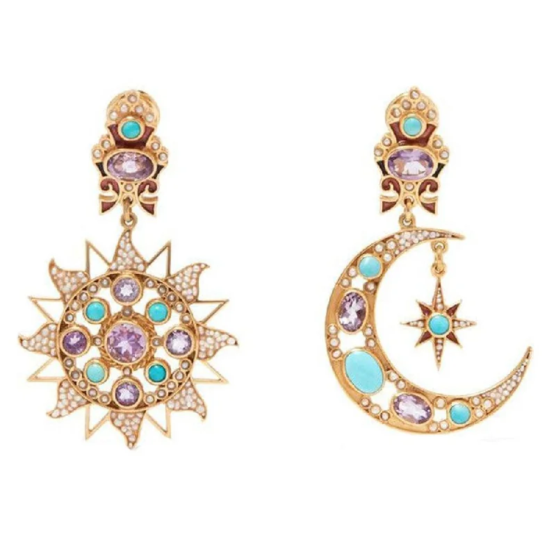 Unlock Unbeatable Jewelry Deals Before They’Re Gone Turquoise Amethyst Sun and Moon Earrings