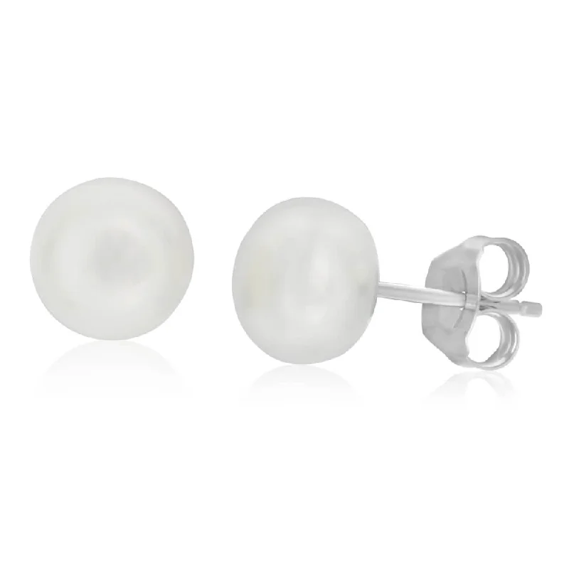 Affordable Gold-Plated Jewelry For Modern Fashion Fashion Forward White 7-8mm Freshwater Pearl Stud Earrings