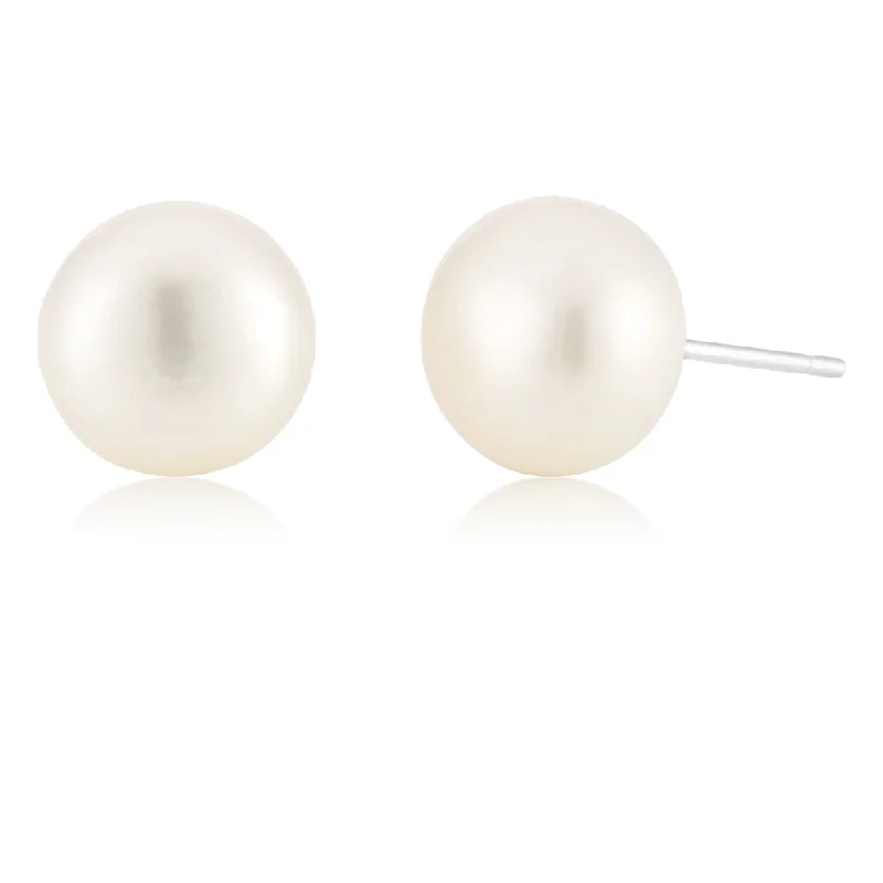 Discounted Jewelry For A Glamorous Look Stay Ahead In Style White 9.5-10mm Freshwater Pearl Stud Earrings