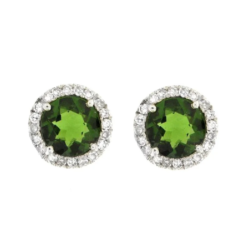 Timeless Elegance Now At Special Discounts White Gold Diamond Tourmaline Studs