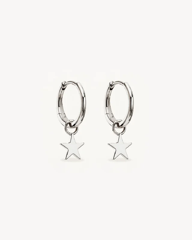 Handmade Pearl Jewelry For Timeless Elegance Sterling Silver Wishing on a Star Hoops