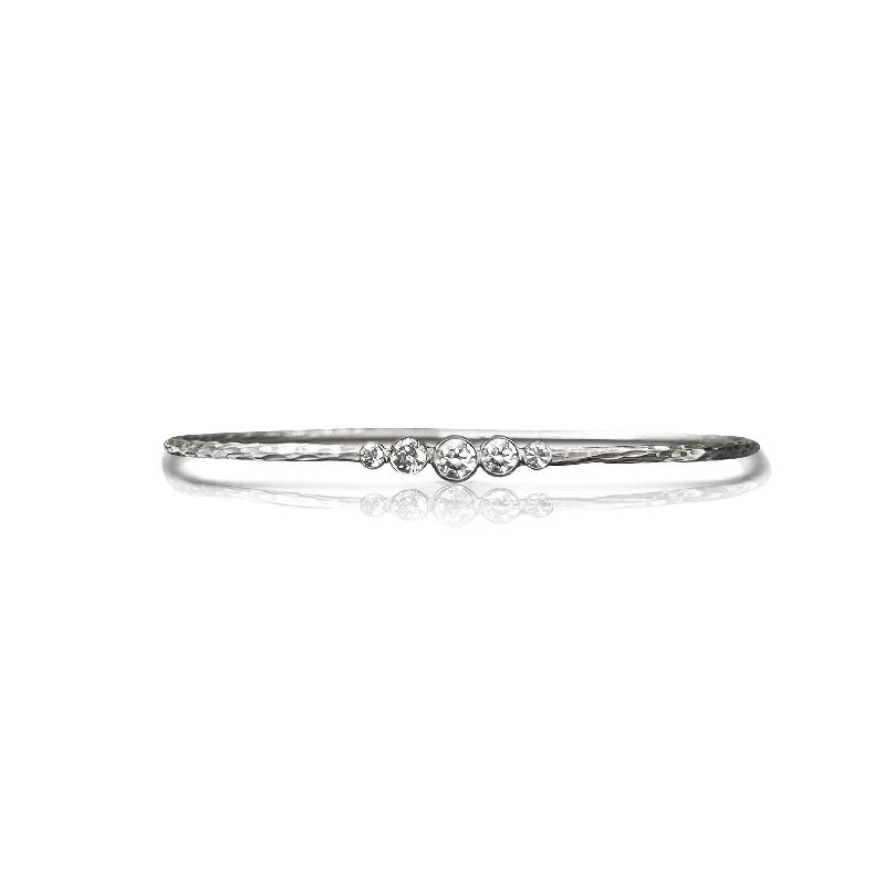 Elegant Jewelry, Affordable Luxury – Shop Now 14k White Gold 5 Diamond Hammered Bezel Bracelet