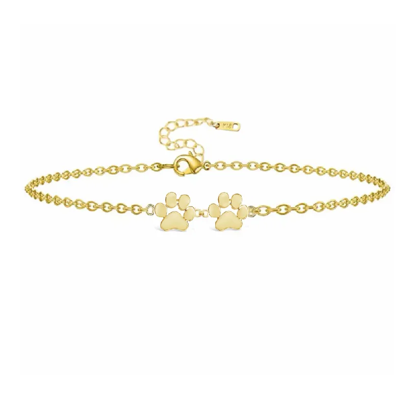 Seasonal Jewelry Deals – Elevate Your Style 18K Gold Plated Double Paw Print Bracelet - Available in Gold and Silver