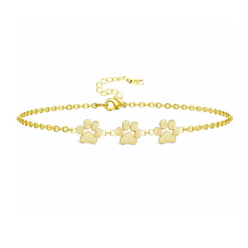 Huge Savings On Timeless Jewelry Collections 18K Gold Plated Paw Print Bracelet for Pet Lovers - Available in Gold and Silver