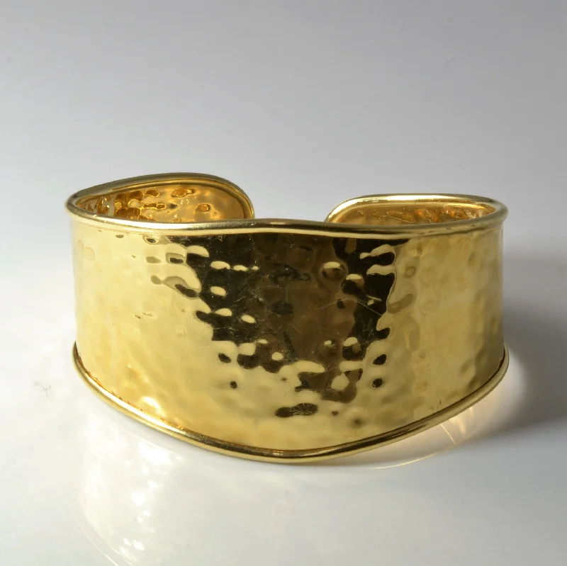 Unique Jewelry Designs Now At Discounted Rates Italian Hammered Yellow Gold Cuff Bracelet | 6" |