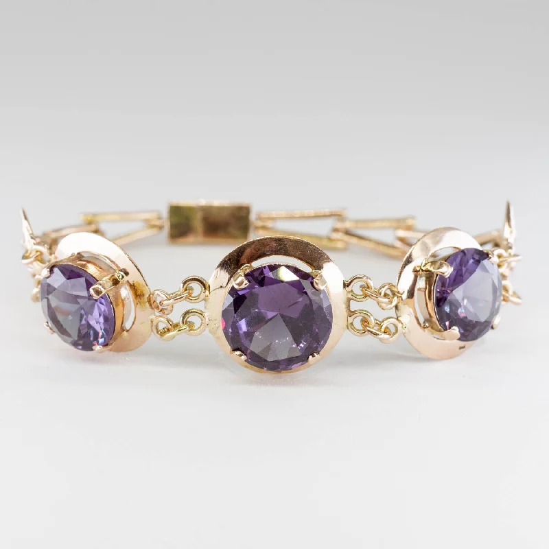 Chic And Stylish Jewelry At Exclusive Prices Casual Chic Egyptian Revival Style Synthetic Colour Change Sapphire Bracelet | 25.17 ctw | 7"