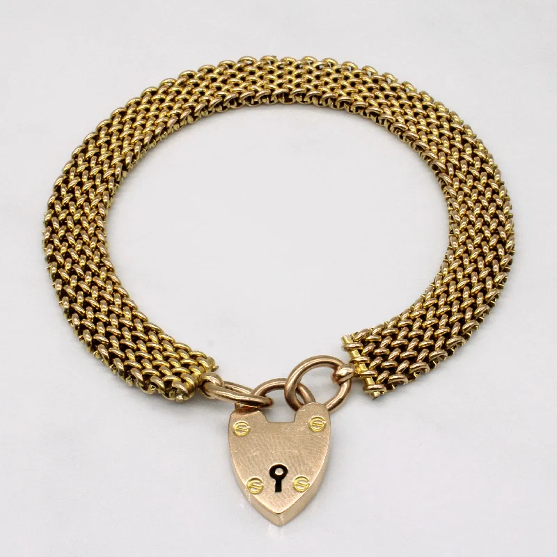 Trending Jewelry Styles Now At Limited-Time Discounts Limited Time Edwardian 9k Yellow Gold Heart Lock Bracelet | 8" |