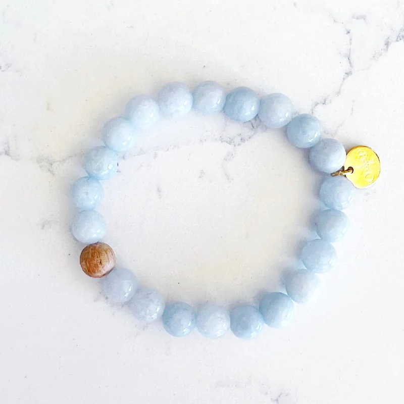 Elevate Your Outfit With Discounted Statement Jewelry Barrel Bead Bracelet - Aquamarine