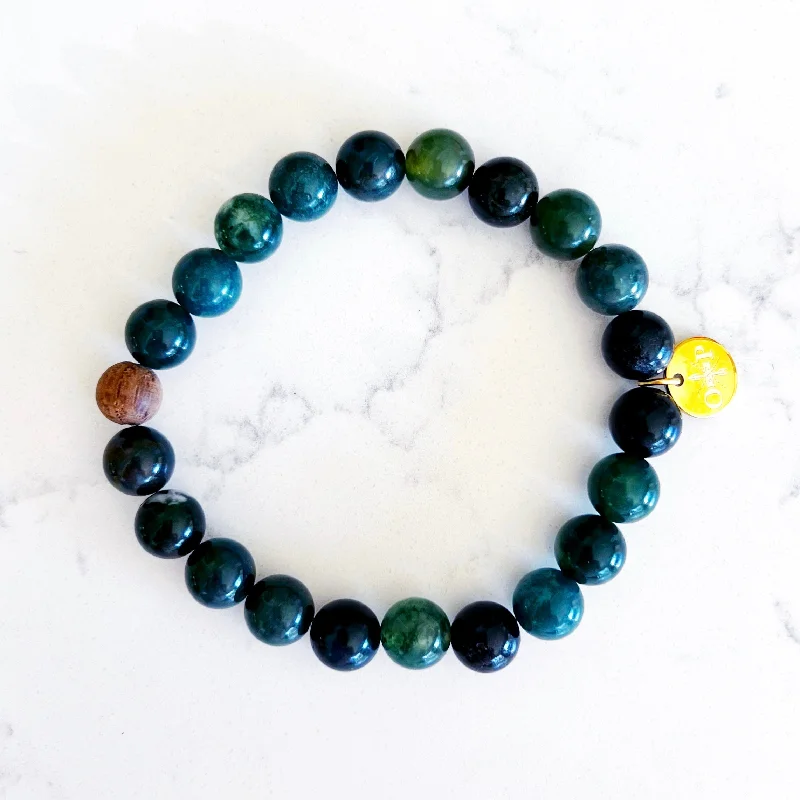 Discover Unique Jewelry With Special Limited-Time Offers Barrel Bead Bracelet - Moss Agate