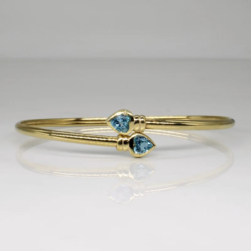 Flash Sale On Exquisite Jewelry – Don't Miss Out Heart Cut Blue Topaz Bypass Bangle | 1.00ctw | 7.5" |