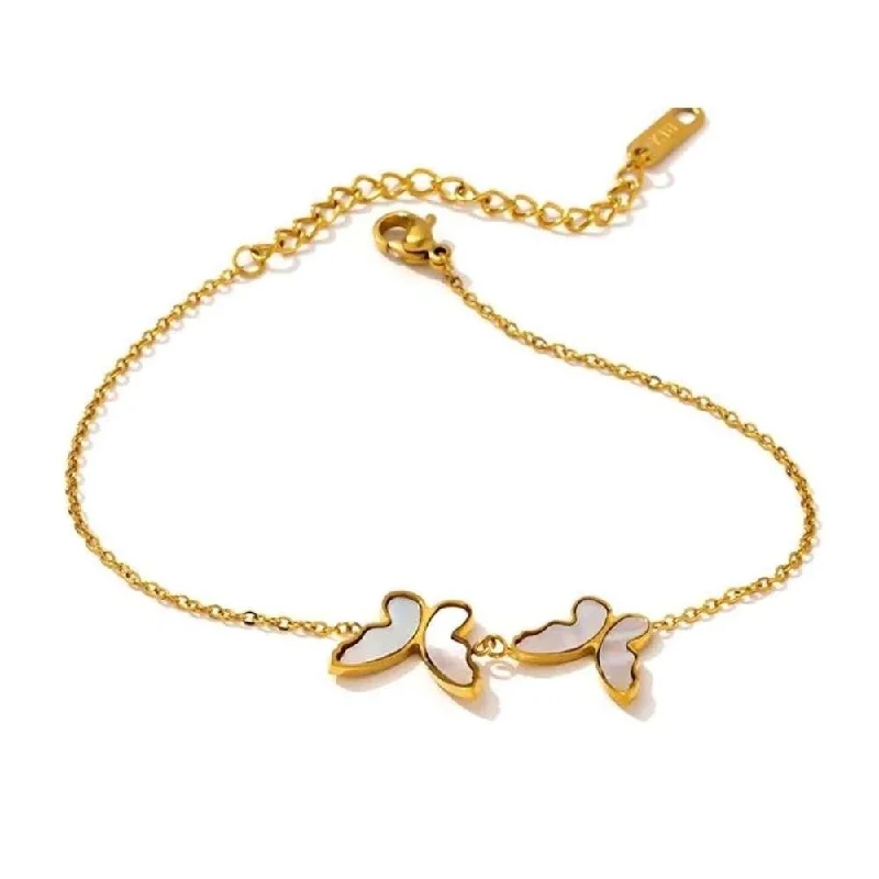 Accessorize For Less – Luxury Jewelry At Affordable Prices The Good Stuff Butterfly Bracelet in Gold with Sea Shell Inlay Bracelet for Women