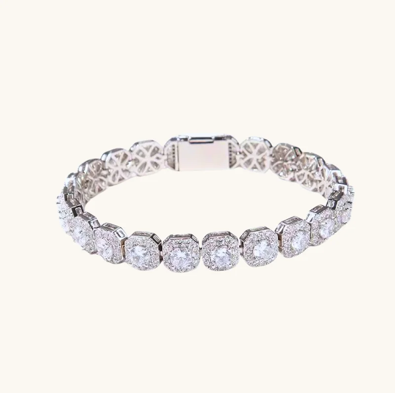 Get Ready To Sparkle – Special Jewelry Discounts Silver Square Halo Diamond Bracelet