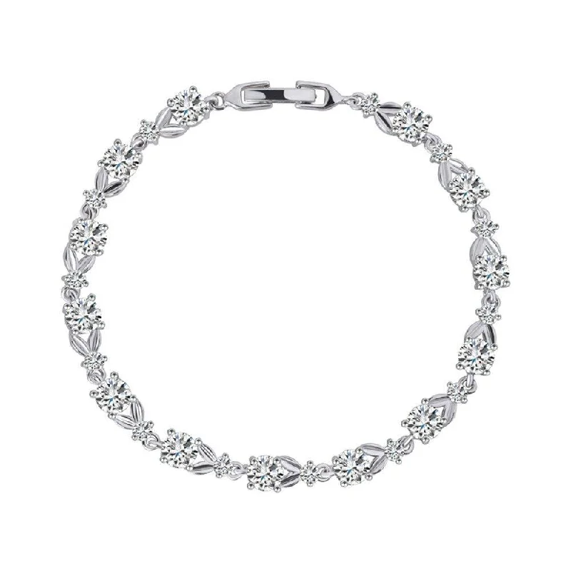 Exclusive Jewelry Bundles At Discounted Rates Must Haves Dainty Cubic Zirconia Tennis Bracelet for Women with Round Cut AAA+ Cubic Zirconia