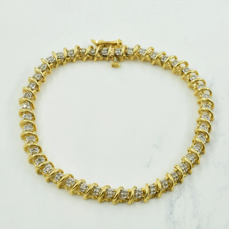 Handcrafted Jewelry Sale – Unique Designs At Low Prices Additional Time-Limited Offers Diamond Tennis 10k Yellow Gold Bracelet | 0.90ctw | 6.75" |