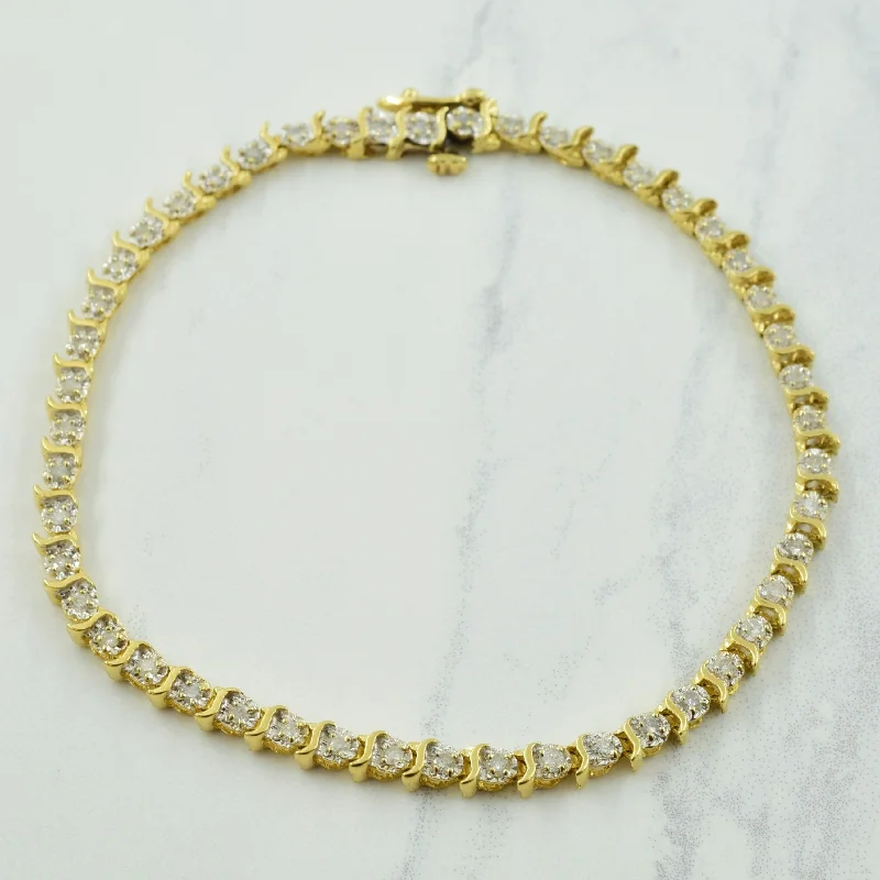 Elegant Jewelry Pieces At Unbelievable Prices Special Offer For You Diamond Tennis 14K Yellow Gold Bracelet | 1.20ctw | 7.5" |