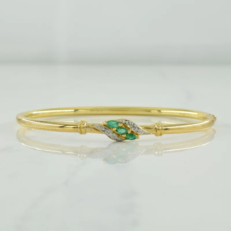 Gorgeous Jewelry, Limited-Time Savings Boutique Styles Emerald & Diamond Bangle | 0.21ctw, 0.03ctw | 7.5" |