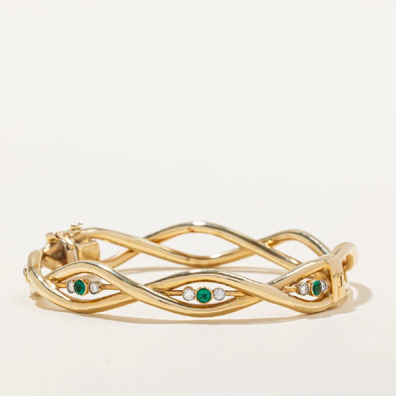 Special Sale On Handcrafted Jewelry – Shop Today Luxury Fashion Emerald & Diamond Bangle | 0.33ctw, 0.33ctw | 8" |