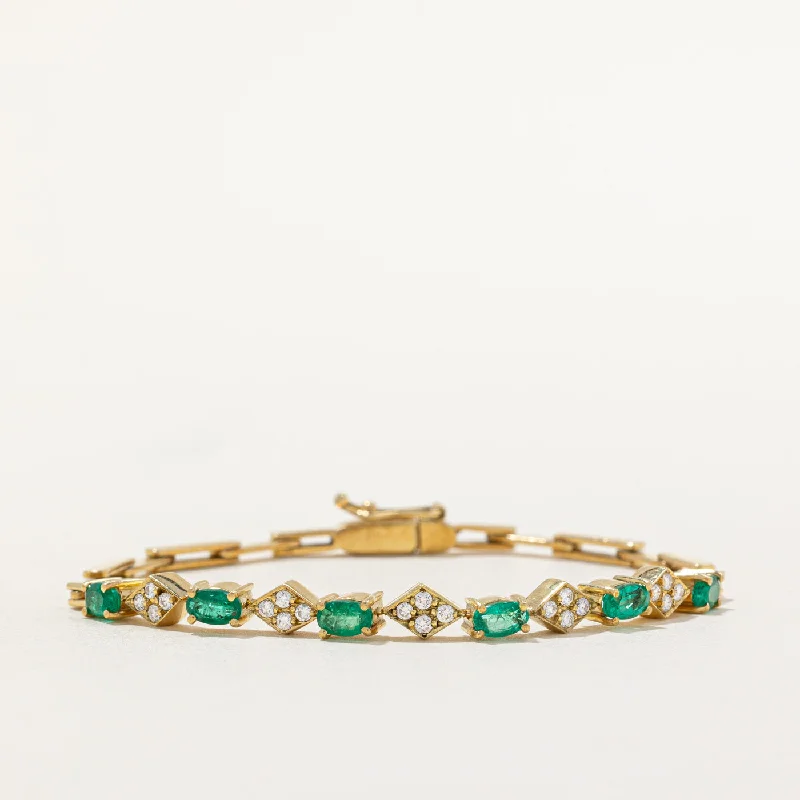 Unique Jewelry For Less – Shop The Sale Now Athleisure Style Sale Emerald & Diamond Bracelet | 1.20ctw, 0.30ctw | 7" |