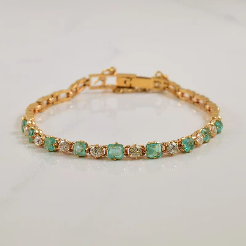 Big Discounts On Elegant Jewelry Collections Exclusive Fashion Deals Emerald & Diamond Bracelet | 1.30ctw, 0.56ctw | 6" |