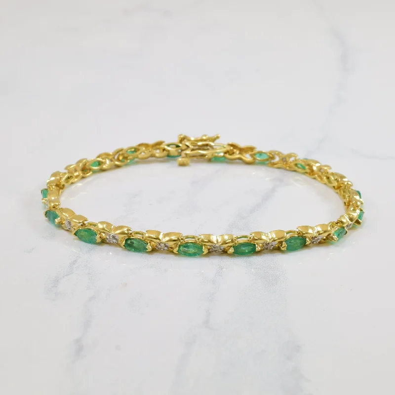 Shop Fine Jewelry With Amazing Deals On-Trend Fashion Offers Emerald & Diamond Bracelet | 1.44ctw, 0.09ctw | 7" |