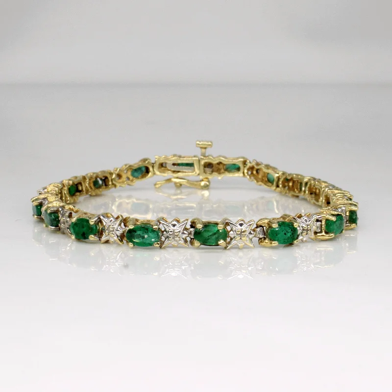 Timeless Elegance, Temporary Discounts – Act Fast Bold Fashion Sales Emerald & Diamond Bracelet | 3.25ctw, 0.09ctw | 7" |