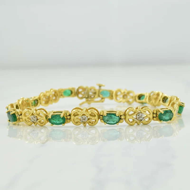 Don't Miss These Dazzling Jewelry Discounts Premium Style Offers Emerald & Diamond Bracelet | 3.85ctw, 0.06ctw | 7.75" |