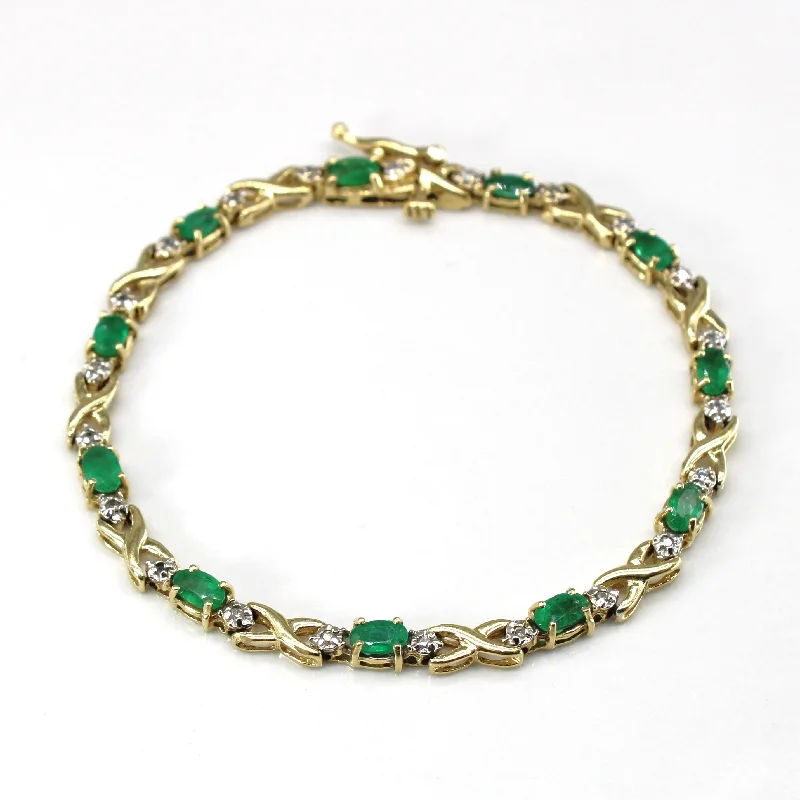 Exclusive Online Jewelry Sale – Don't Wait Classy Style Discounts Emerald & Diamond Chain Bracelet | 7"|