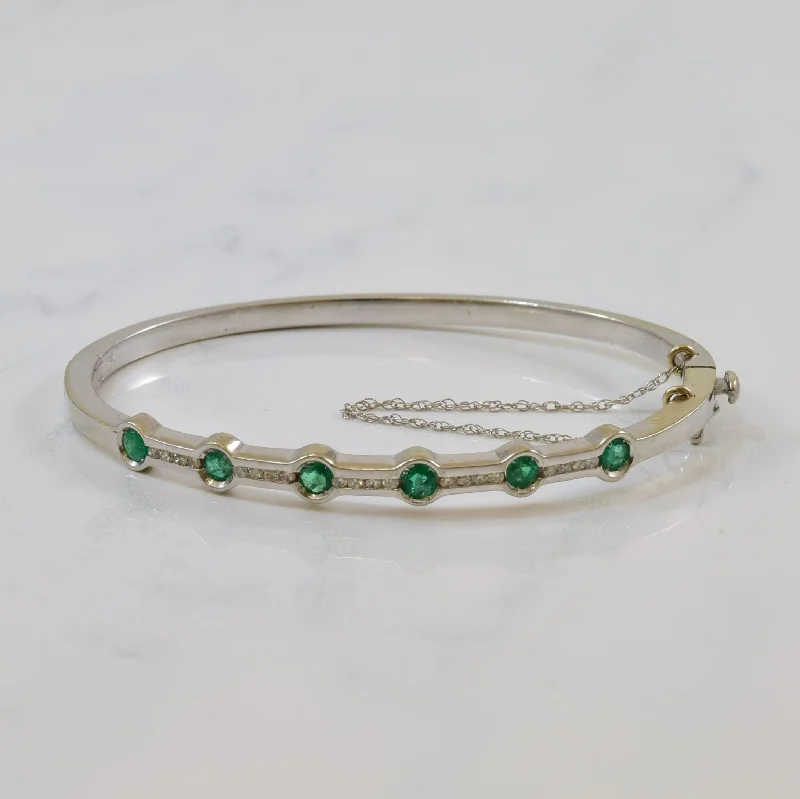 Stunning Statement Jewelry, Unbeatable Discounts Refined Fashion Sale Emerald & Diamond Hinged Bangle | 0.60ctw, 0.18ctw | 6.5" |