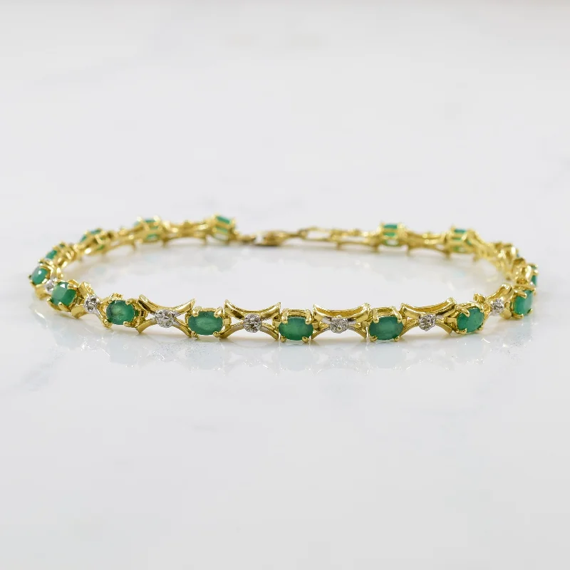 Timeless Elegance Now At Special Discounts Flirty Fashion Discounts Emerald & Diamond Tennis Bracelet | 0.01ctw, 2.56ctw | 7" |