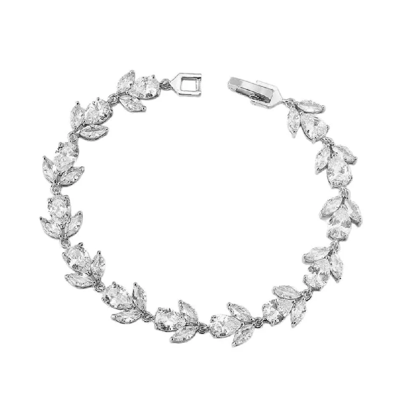 Exclusive Jewelry Sale Event – Shop Now Flower Blossom Cubic Zirconia Tennis Bracelets for Women with Marquise and Oval Cut AAA+ Cubic Zirconia