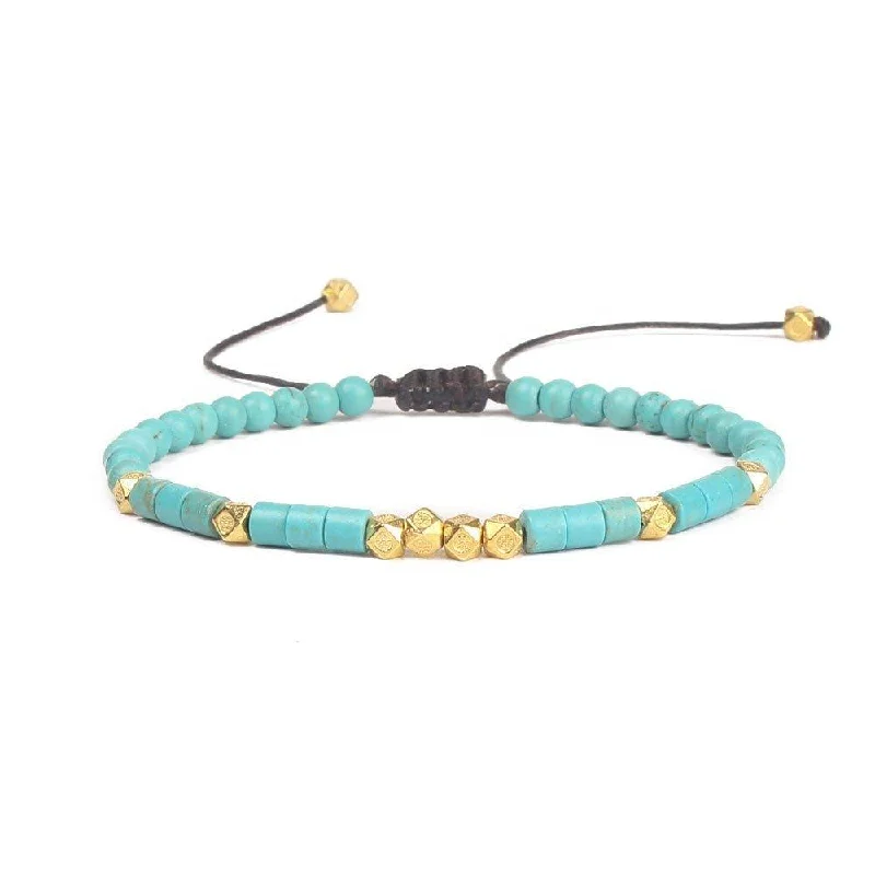 Seasonal Jewelry Clearance – Best Styles At The Lowest Prices Gold Friendship Bracelet Handwoven with Turquoise Beads