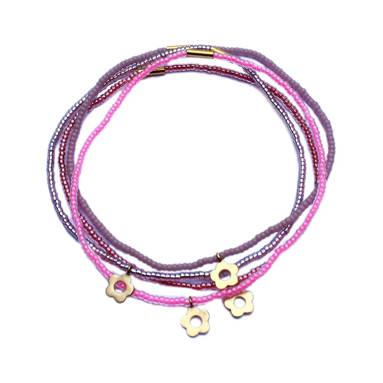 Eco-Friendly Sustainable Jewelry For Conscious Buyers Trendy Fashion Sale Garden Bracelets / set 4 - Rose