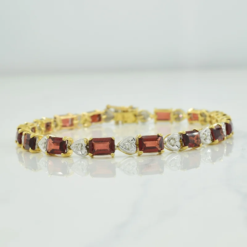 Get The Best Deals On Timeless Jewelry Pieces Holiday Attire Sale Garnet & Diamond Bracelet | 12.75ctw, 0.17ctw | 7.25" |