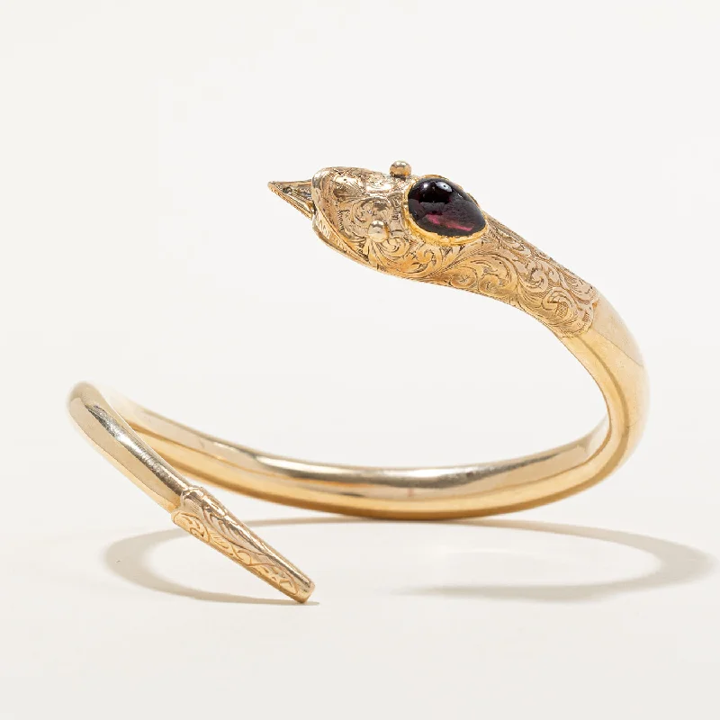 Luxury Jewelry Sale – Sparkle For Less Don't Miss Out Garnet Snake Open Forearm Bangle | 2.00ct | SZ 6.5