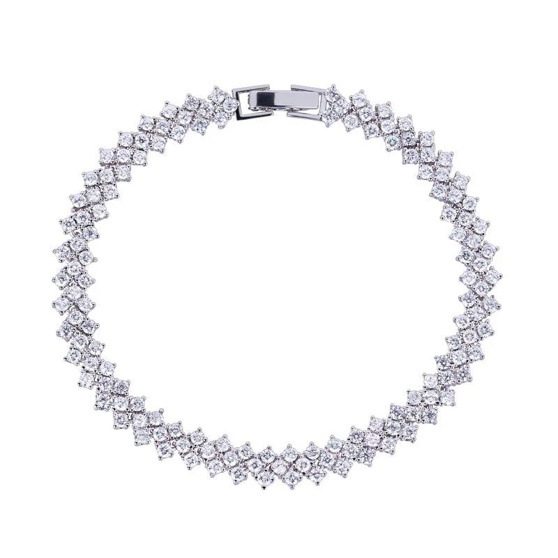 Shop Elegant Jewelry At Unbeatable Prices Heart Cubic Zirconia Tennis Bracelet for Women with Round Cut White Diamond Cubic Zirconia