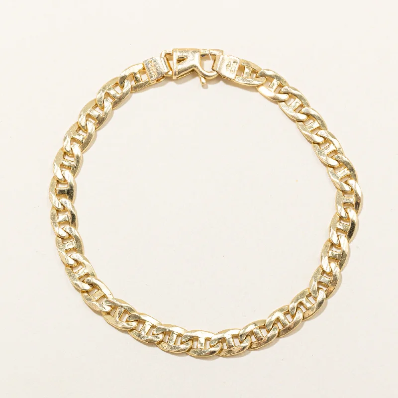 Delicate Crystal Jewelry For Sophisticated Charm Italian 18k Yellow Gold Anchor Link Bracelet | 8" |