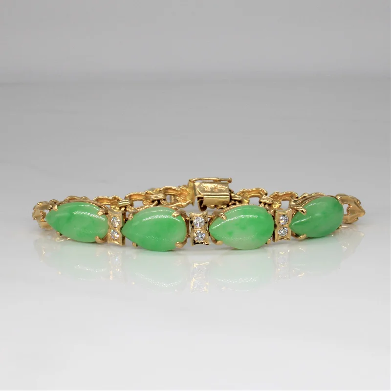 Seasonal Jewelry Deals – Elevate Your Style Jadeite & Diamond Tennis Bracelet | 15.00ctw, 0.24ctw | 6.5" |