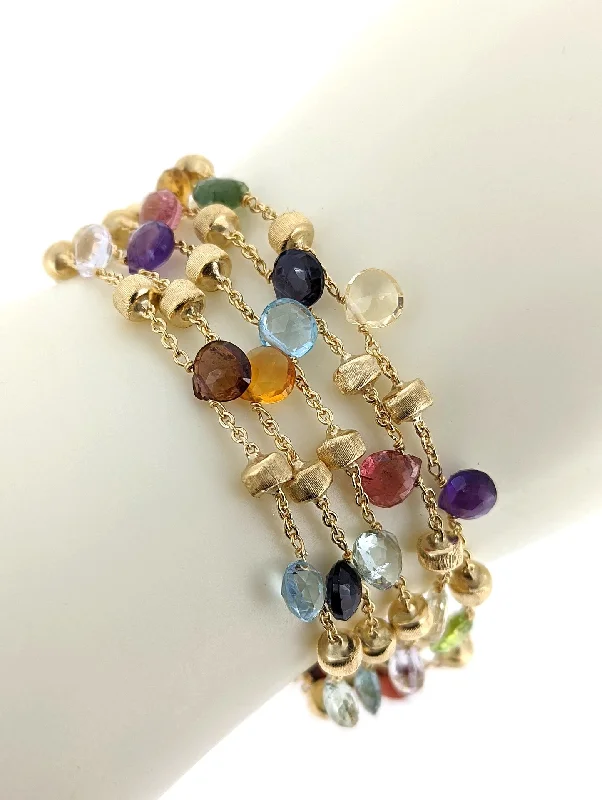 Clearance Sale On High-End Jewelry Collections Vintage Style Deals Marco Bicego Paradise 18k Yellow Gold Multi-colored Gemstone 5 Strand Bracelet