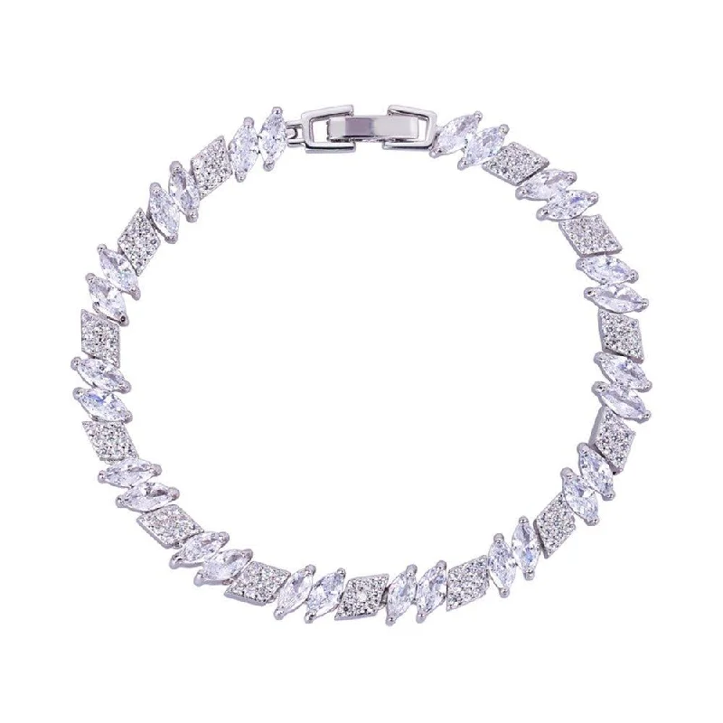 Exclusive Jewelry Offers – Shine For Less Limited Stock, Big Discounts Marquise and Rhomboid Cubic Zirconia Tennis Bracelet for Women with White Diamond Cubic Zirconia