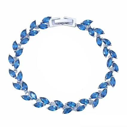 Modern Statement Jewelry For Bold Styling Exclusive Deals Online Tennis Bracelet Blue Sapphire Marquise Cut Tennis Bracelet for Women with Blue Sapphire Cubic Zirconia