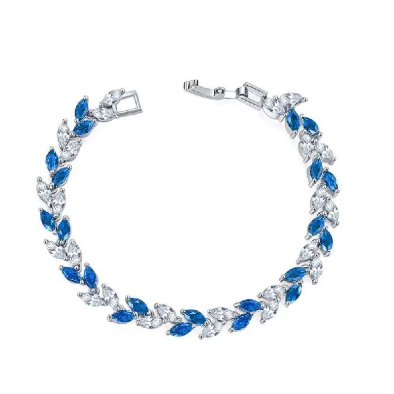 Sparkle More For Less – Jewelry Sale Happening Now Marquise Cubic Zirconia Tennis Bracelets with Blue Sapphire and White Diamond Cubic Zirconia