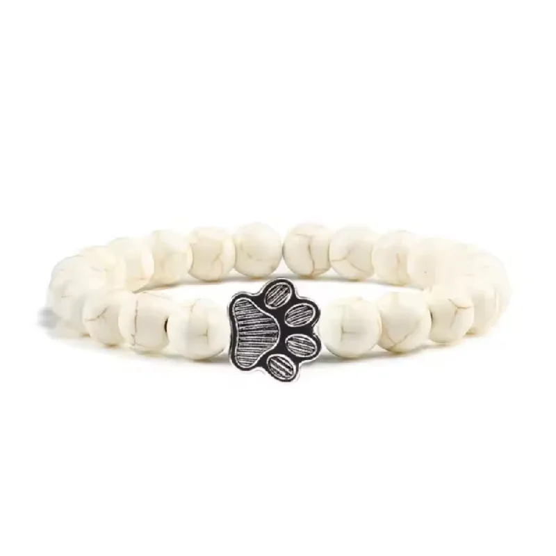 Discounted Jewelry For A Glamorous Look Natural Stone Paw Print Charm Bracelet for Animal Lovers